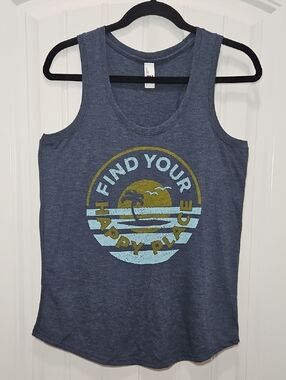 District Mason Jar Label Find Your Happy Place Tank Top New Medium Women's
